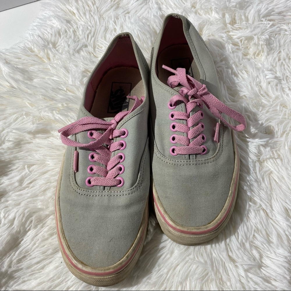 Gray and pink Vans